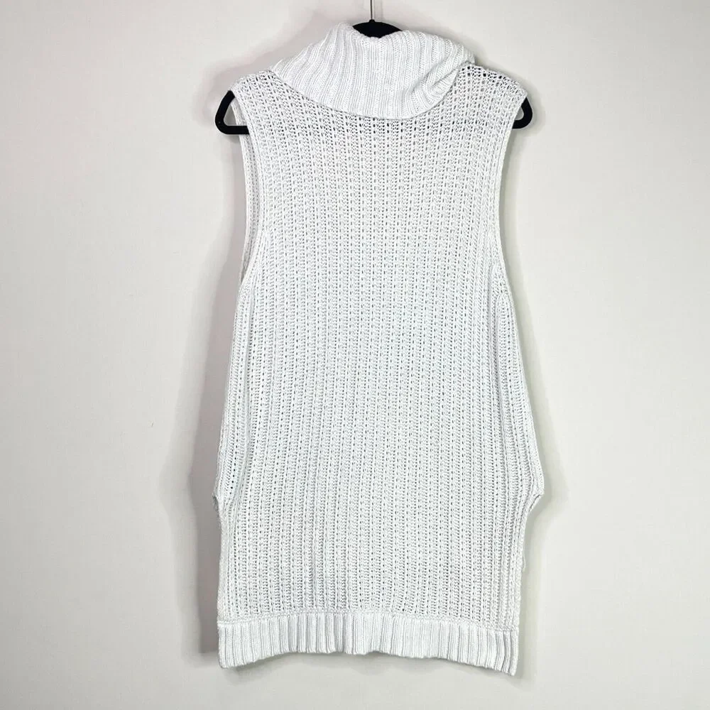 Ella Moss White Sleeveless Cowl Neck Sweater